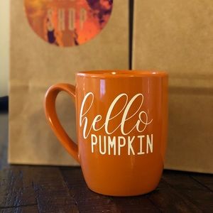 Vinyl hello pumpkin coffee mug